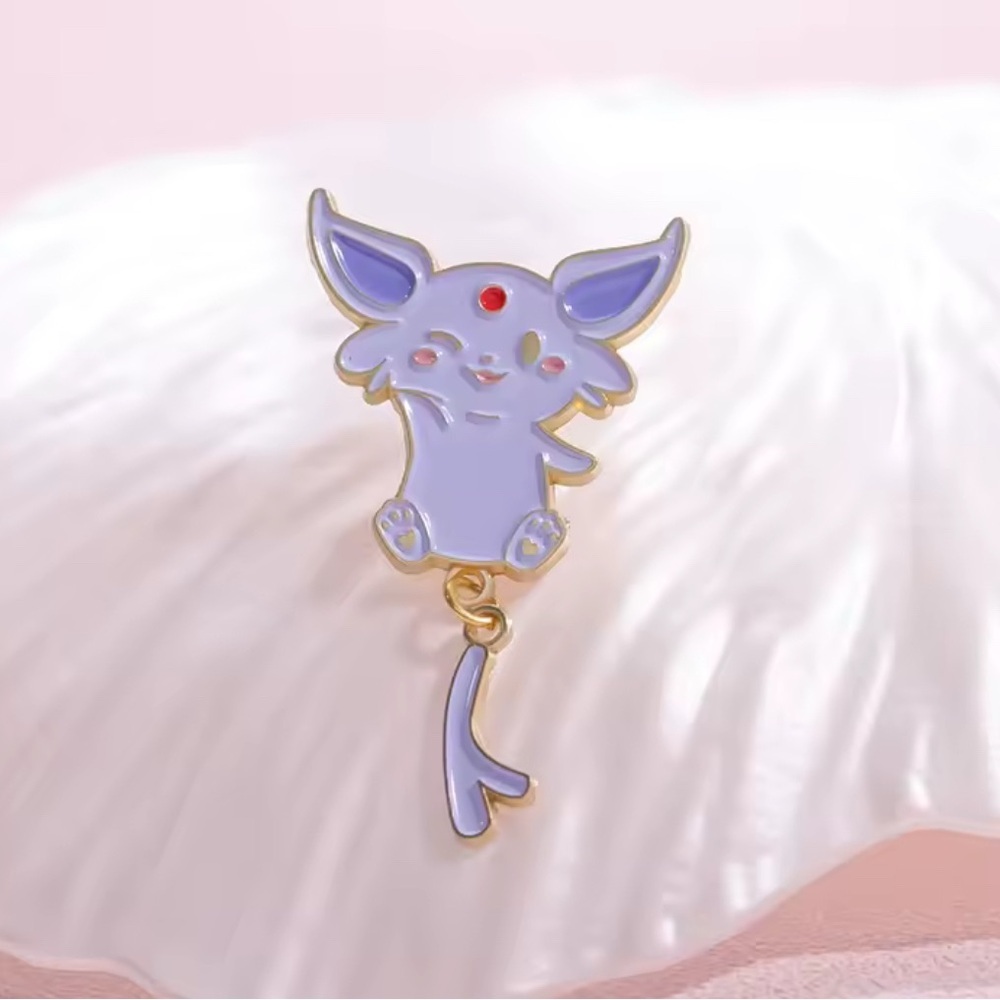 3 For $35 Pokemon Espeon Eeveelution Enameled Pin Brooch Hanging Moving Tail - Picture 4 of 12